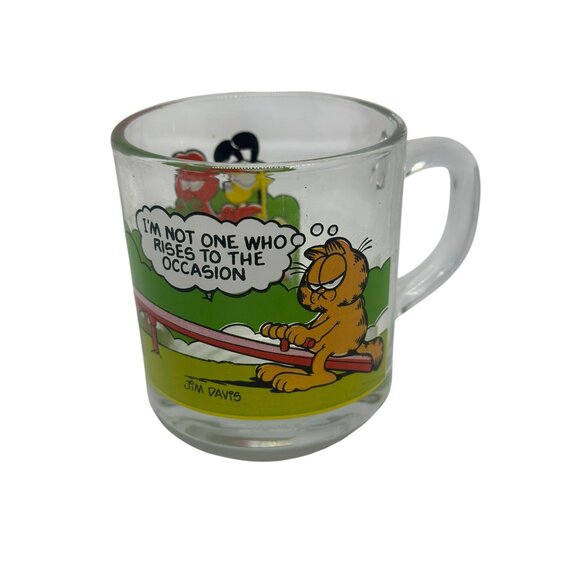 Vintage 1978 McDonald’s Garfield Glass Mug – “Rises to the Occasion” Coffee Cup - Picture 1 of 7